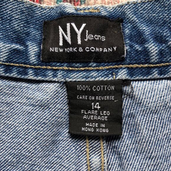 90s Vintage NY and Company Bootleg Flare 100% Cotton Jeans size 14 - Picture 6 of 8